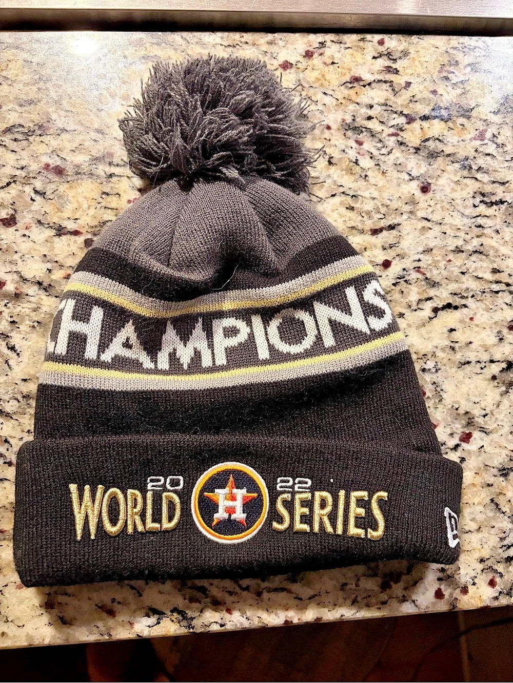 New Era Houston Astros 2022 World Series Champions Pom Knit Beanie Pom-Pom